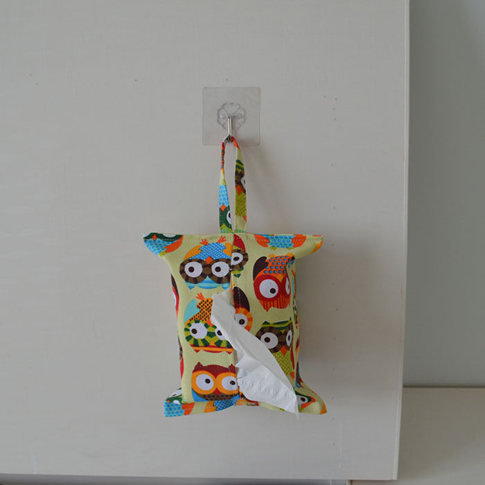 Cotton and linen fabric tissue setHanging tissue setTissue boxCar tissue setTissue bagCotton and linen printed tissue set