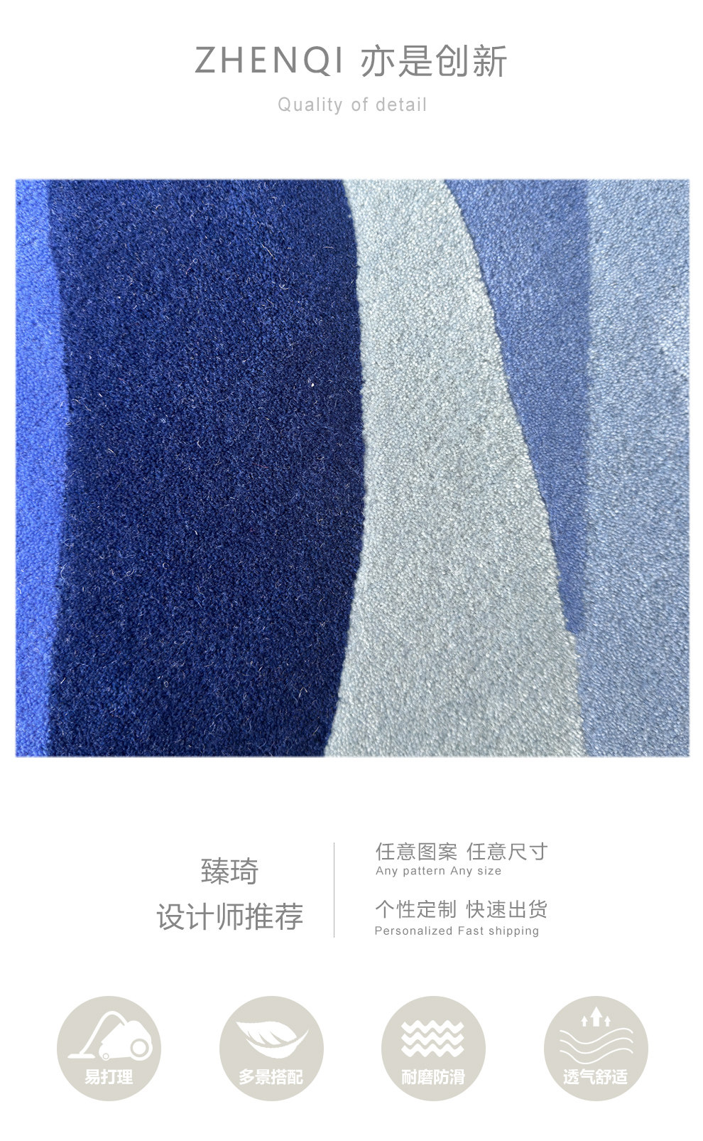 ковер 客厅地毯羊毛北欧圆形手工定制现代简约家用沙发茶几垫卧室床边毯