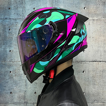 LVS electric car helmet male and female full helmet double mirror street car lovers running helmets individuality Bluetooth head grey Four Seasons DOT