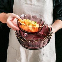 Japanese Home Phnom Penh Glass Bowl Fruit Bowl Net Red Salad Bowl Creative Nordic Dessert Bowl Cherry Blossom Hammer