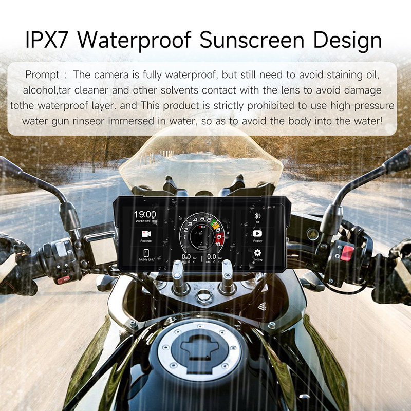 Overseas Version of Motorcycle Driving Recorder, Smart Car Device with Dual Front and Rear Lenses, 2K Dedicated Navigation System All-In-One Device