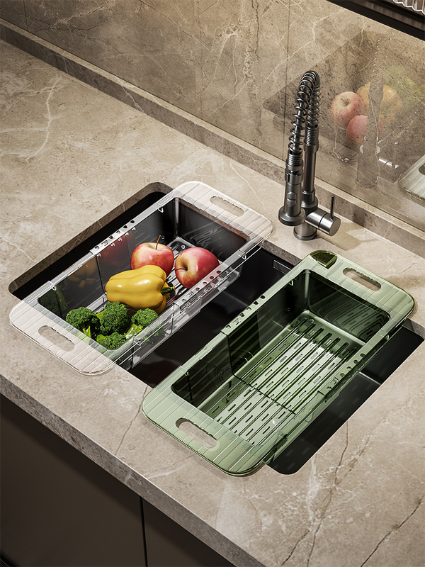 Expandable Kitchen Sink Strainer Basket for Washing Vegetables, Plastic Fruit Tray, Household Sink Storage Basket for Draining