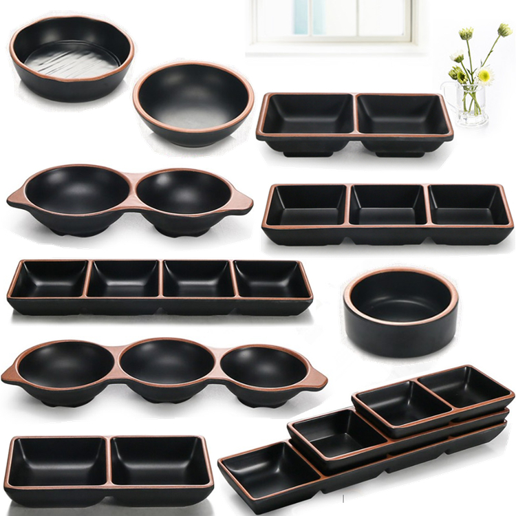 Three plate of black plate dipping sauce flavor dishes snacks two amine disc close imitation porcelain tableware cold dish Japanese - style condiment ltd.