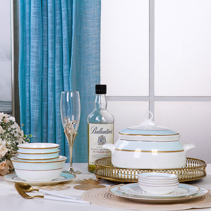 Dishes suit household jingdezhen European - style ipads porcelain tableware ceramics dinner set bowl chopsticks plate combination of Chinese style