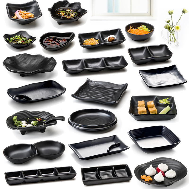 Three plate of black plate dipping sauce flavor dishes snacks two amine disc close imitation porcelain tableware cold dish Japanese - style condiment ltd.