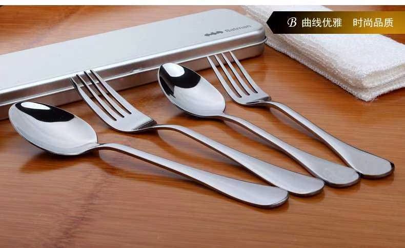 Portable adult stainless steel tableware Korean students receive chopsticks spoons fork box and Portable//