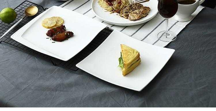 Creative western food dish white steak household food dish square plate flat ceramic flat plate western - style tableware