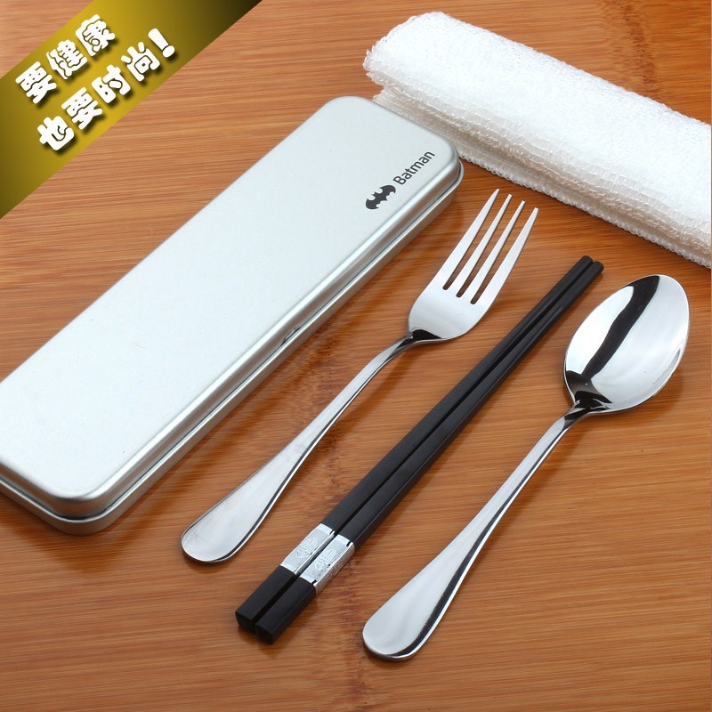 Portable adult stainless steel tableware Korean students receive chopsticks spoons fork box and Portable//