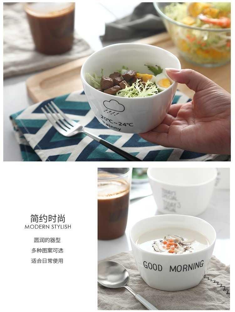 Square express fashionable northern wind jobs household ceramic bowl a single new microwave oven cartoon look good