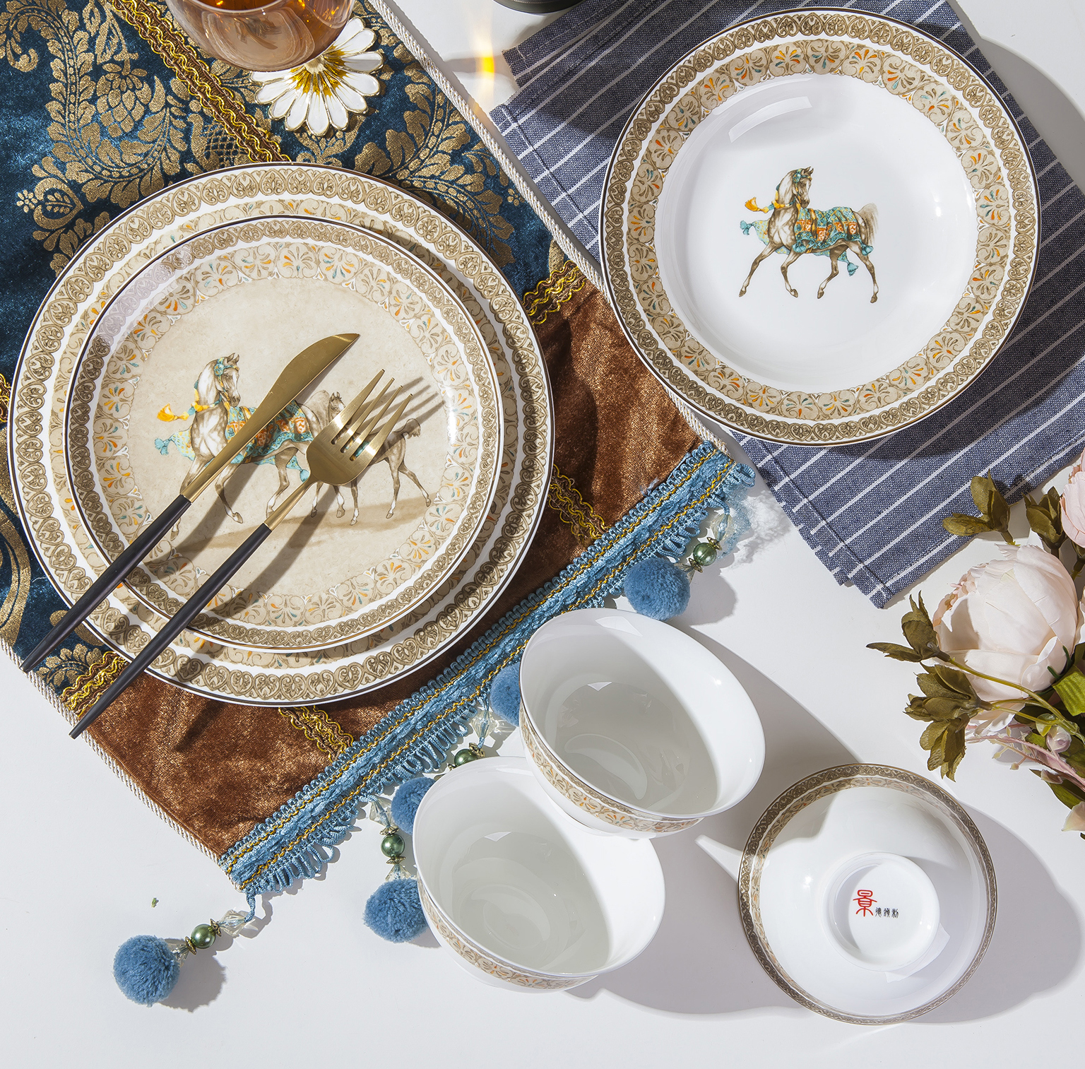 Dishes suit household combination of European jingdezhen ipads porcelain tableware Dishes chopsticks Chinese ceramic bowl Dishes for dinner