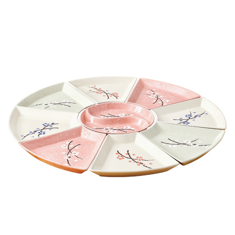 Trill reunion platter household dinner suit a particular ceramic glaze color Mosaic combination under the round table cutlery set