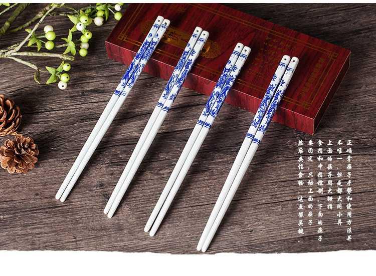 Jingdezhen authentic micro defects 10 pairs of healthy environmental protection, household porcelain enamel porcelain box set chopsticks chopsticks