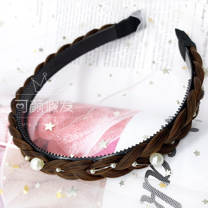 The new headband female net red wig twist braid braided hair band pearl simple out of the versatile temperament pressure hair non-slip