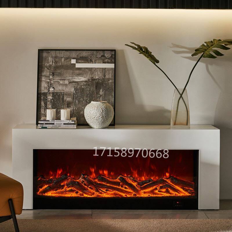 Custom Fireplace Cabinet Light Lavish Minimalist Fireplace TV Cabinet Living-room Decoration Background Wall Modern Minima Villa Designer