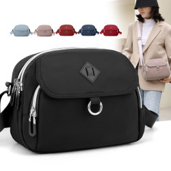 New Oxford Cloth Women's Small Bag, Three-Layer Horizontal Crossbody Bag, Korean Style Versatile Black Cloth Bag, Large Capacity Mobile Phone Bag