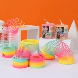 Большой радужный Слинки, игрушка, башенка для мальчиков и девочек, разноцветное эластичное кольцо, раннее развитие, ностальгия