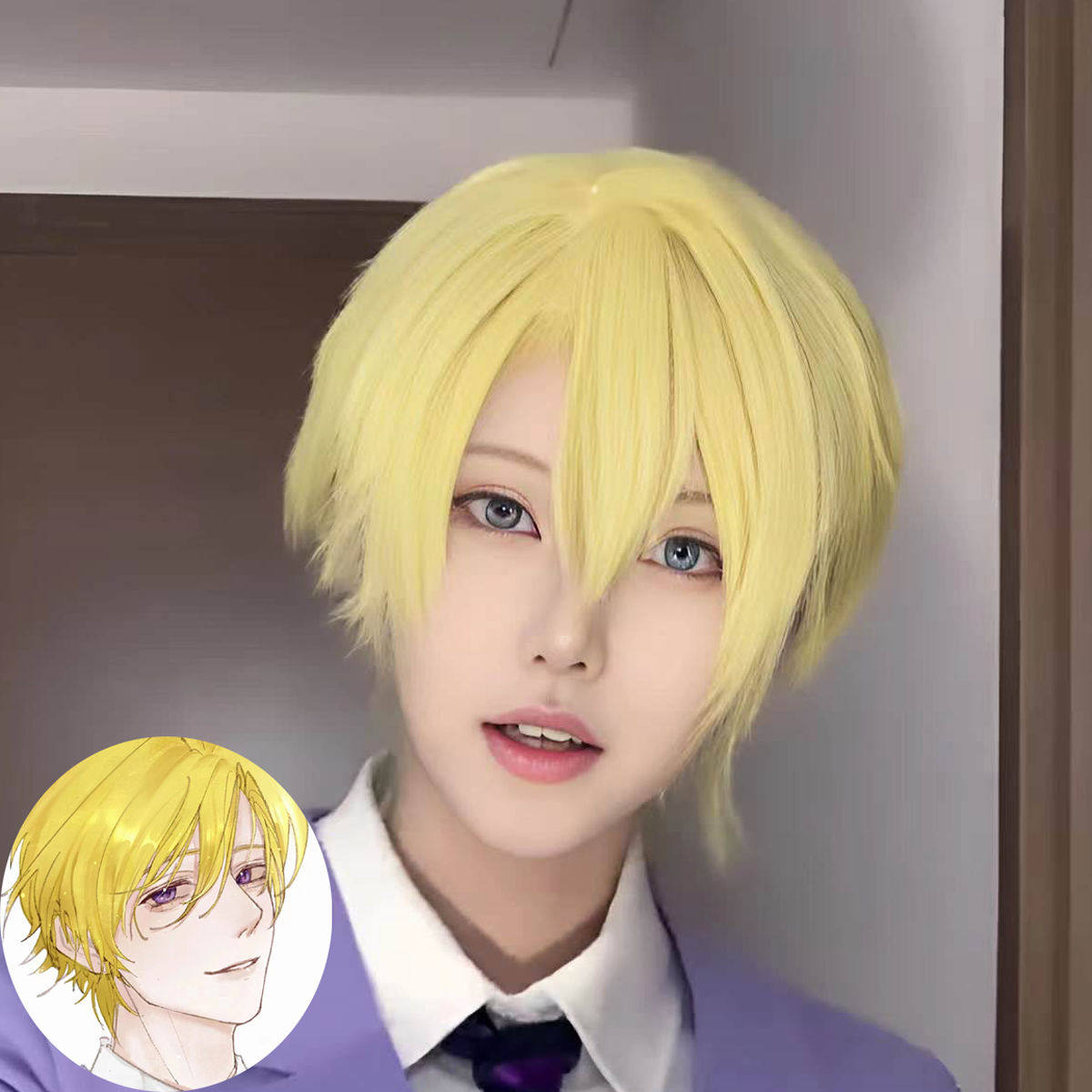 须王环cos浅金假毛短发碎盖刘海米白万用樱兰高校男公关部全头套_COSPLAY配件_淘宝游戏网