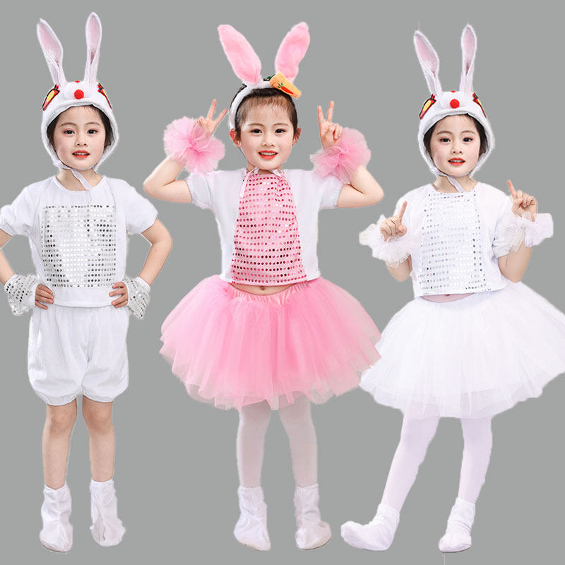 Children's rabbit plays out of the small rabbit dance outfit Little White Rabbit Animals Performance suit Little Rabbit Dress Dress Cartoon