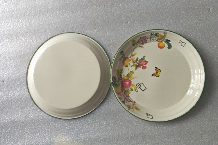 Circular tableware special enamel household tea tray was big chicken nostalgic tray was metallic iron plate of old porcelain products