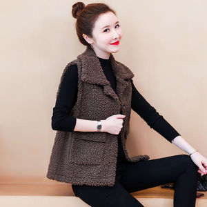 女士仿羊羔毛外套皮毛一体背心坎肩外穿马甲