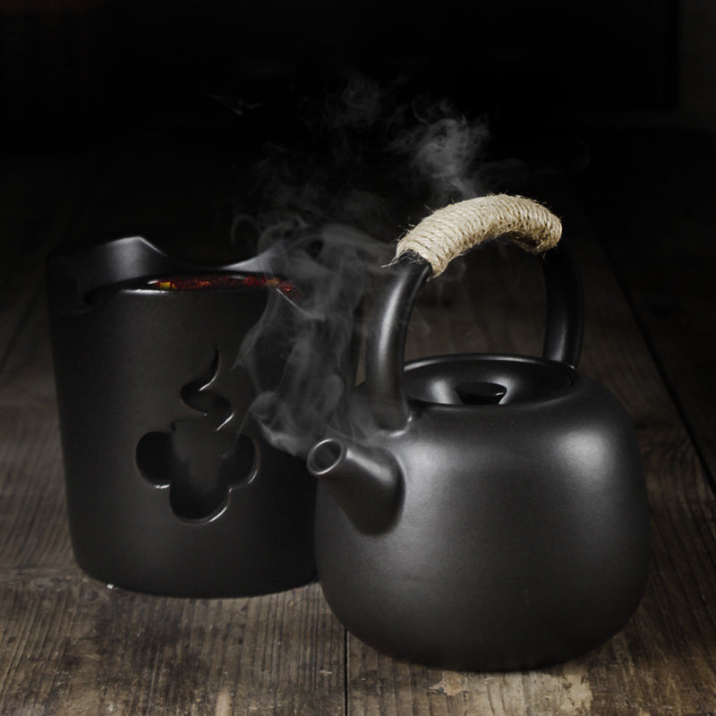 Large scalded single wine bottle warm wine Chinese retro style ceramic household carbon oven black crystal stove alcohol hot wine