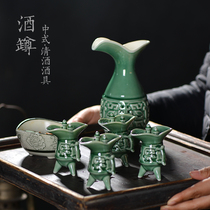 Chinese vintage ceramic wine set White wine yellow wine 300ml wine separator wine jug Jug wine glass wine set gift