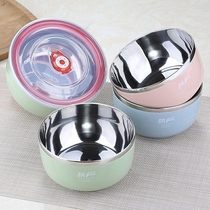 Bowl Single with lid insulation insulation bowl Adult stainless steel instant noodle bowl Student lunch box Dormitory rice bowl Household