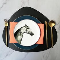 Model room light luxury tableware set horse head American Nordic minimalist table dinner plate ornaments Western food plate setting table