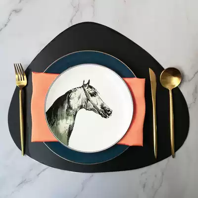 Model room light luxury tableware set horse head American Nordic minimalist table dinner plate ornaments Western food plate setting table
