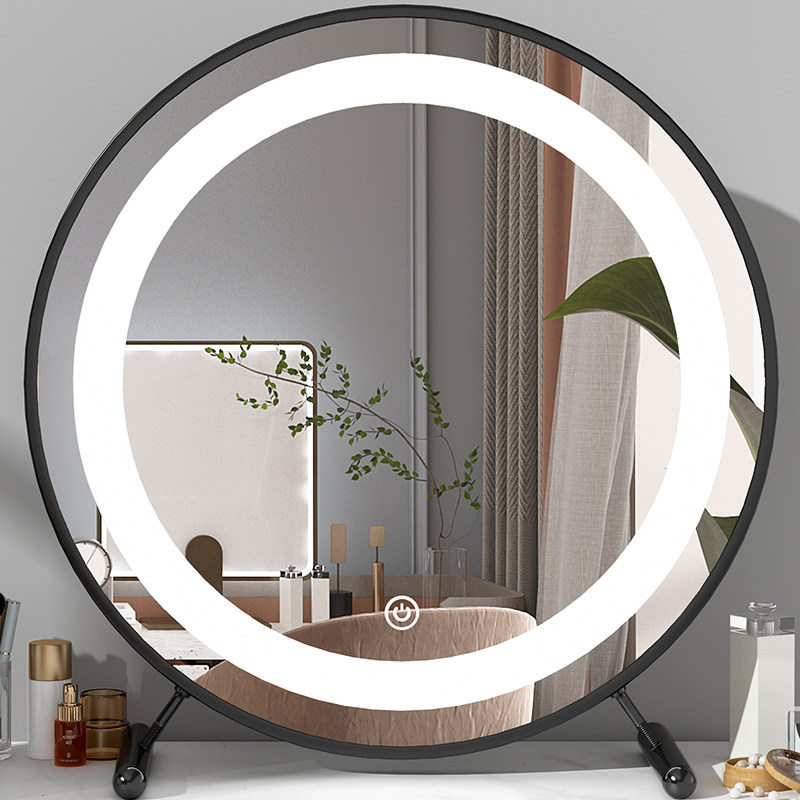 Makeup mirror desktop Desktop led makeup mirror with lamp mirror Home Makeup Mirror Advanced Sensation Mesh Red Makeup Lens 