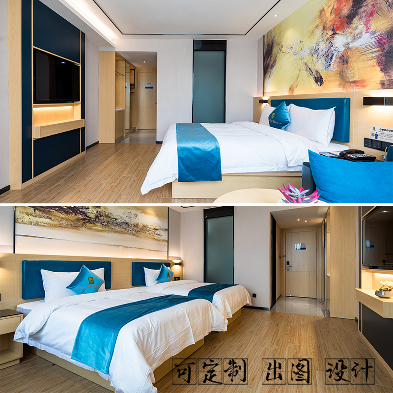 Hotel Guesthouse Furniture Design Quick Boutique Brief Guest Room Apartment Folk Accommodation Double Punctuator Large Bed Complete Custom