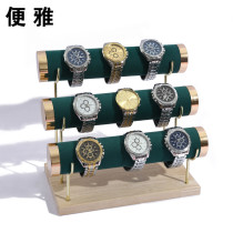 Bingya light luxury wooden bottom gold three-layer watch storage rack bracelet bracelet display rack jewelry hand string display shelf