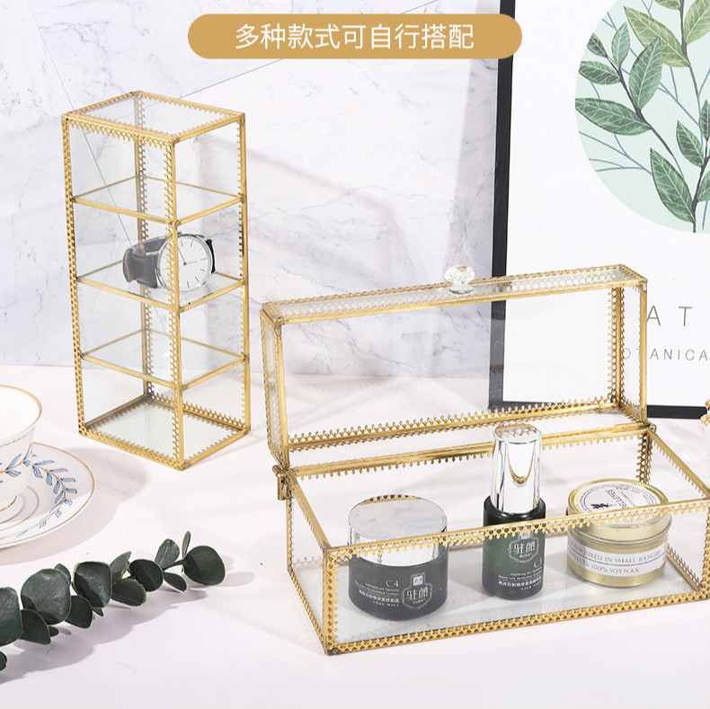 Net Red Light Extravagant Eurostyle Glass Jewelry Containing Box Princess Earrings Earrings Necklace NECKLACE WATCH ORNAMENT FINISHING RACK