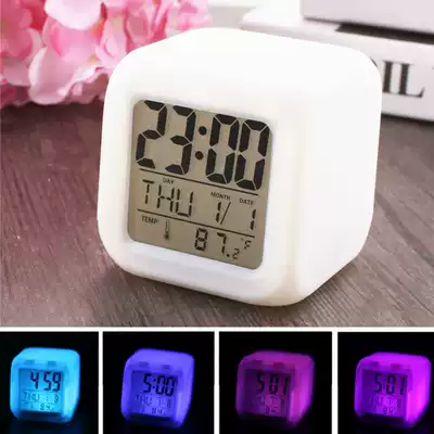 Electronic alarm clock students with LED silent luminous creative personality simple intelligent multifunctional bedside desktop clock