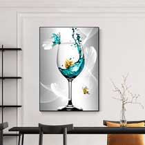 Light luxury restaurant decoration painting creative wine glass dining room simple Nordic style hotel entrance table background wall painting