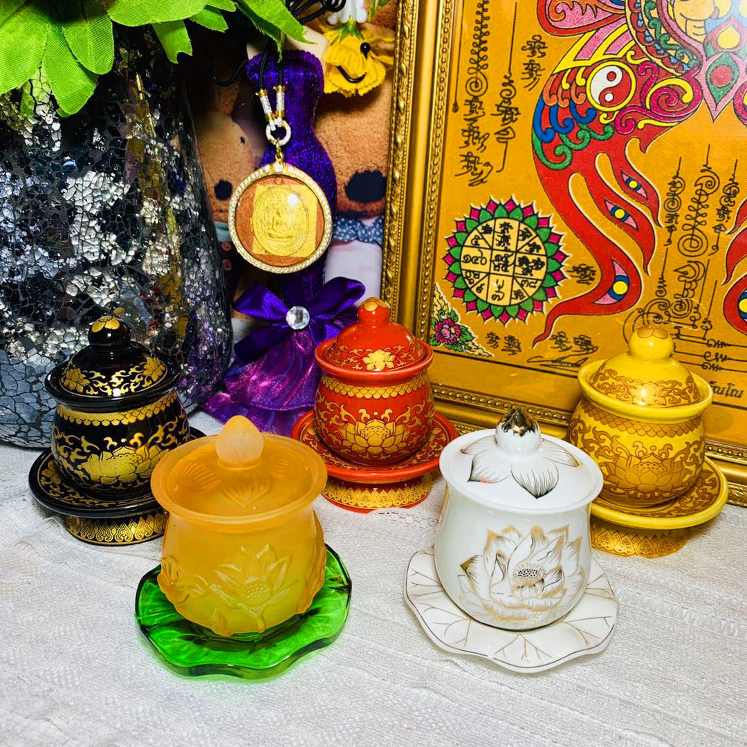 Thailand Buddha Statue Ceramic Lotus Holy Water Cup Universal Cup