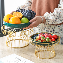 Light Extravagant Creative Fruit Pan Modern Living Room Tea Table Cake Snack Pan Home European style golden personality High footed fruit basin