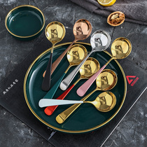 Creative Mesh Red Spoon 304 Stainless Steel Cute Children Small Spoon Spoon Spoon Home Sweet Spoon Han Style Long Handle Cutlery