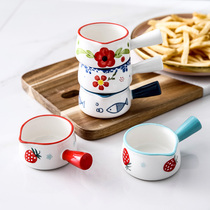 Net Red Ceramic with shank Mini small milk flush Creative small milk pan Coffee mate Hotpot Dip Sauce Seasoning Container