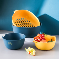Nordic Style Kitchen Wash Vegetable Drain Theorizer Double Dish Basket Wash fruit separable fruit and vegetable basket Water fruit basket
