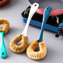 Natural Coconut Palm Pan Brush Kitchenette With Clean Pan Brush Theorizer Long Handle Nonstick Oil Dishwashing Pan Descaling Without Hurting Pan