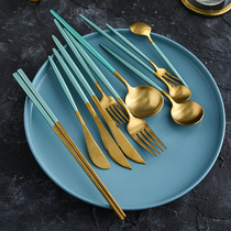 Net Red Ins Style 304 Stainless Steel Cutlery Western Dining Steak Knife Fork Sweet Pitchfork Child Fruit Fork Han Style Spoon
