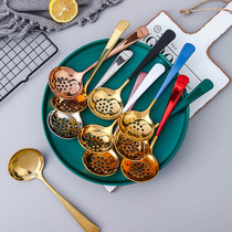 Cute soup spoon stainless steel leaking spoon net red spoon Home Shengtang drink soup spoon Hot Pot leaking spoon Han style long handle spoon