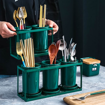 Chopstick Cage Home Chopsticks Spoon Shelf Wall-mounted Nordic Ceramic Chopstick Cylinder Drain chopstick basket tableware containing box