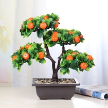 Simulation green fruit fake fruit tree small bonsai potted orange Apple kumquat decoration decoration fake tree