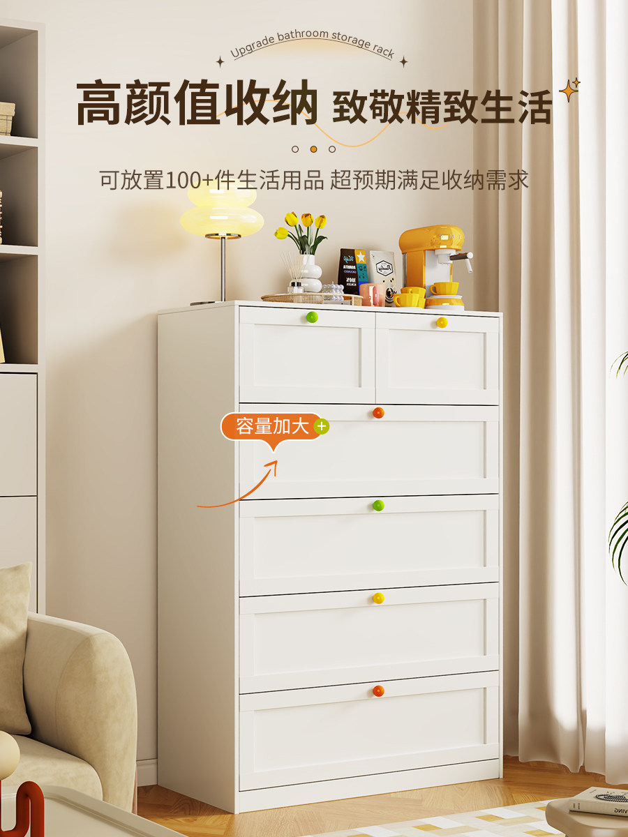 Polimei Home-Use Wrought Iron Five-Drawer Cabinet, Bedroom Bedside Floor-Standing Storage Cabinet, Living Room Large-Capacity Multi-Drawer Storage Cabinet