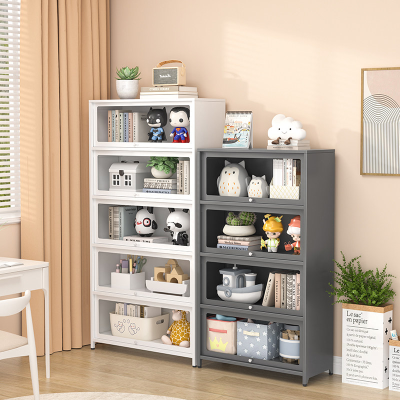 Poli Beauty bookcase Home with glass door steel dust-proof floor shelf Children's book room bookcase storage cabinet-Taobao