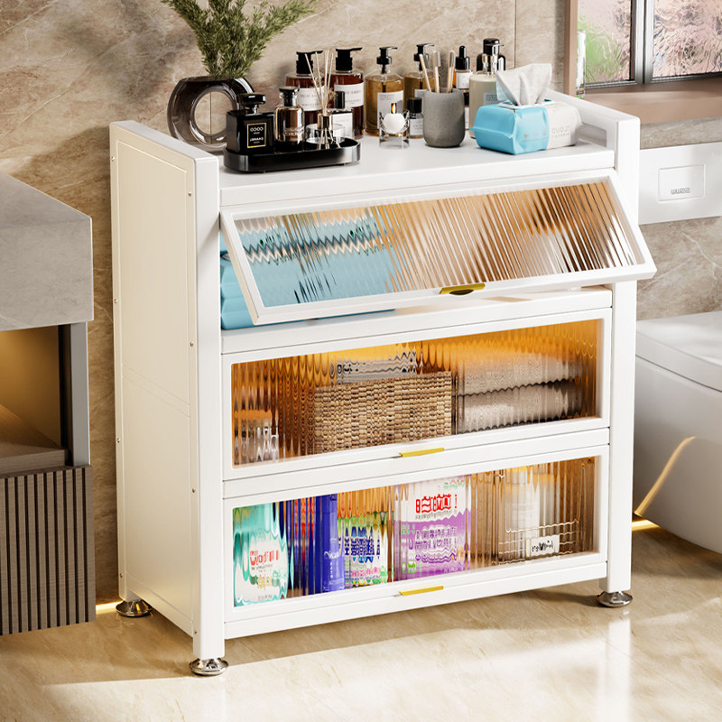 Bathroom Storage Rack, No-Drill Waterproof Storage Cabinet, Multi-Layer Floor-Standing Bathroom Storage Cabinet, Steel Storage Cabinet