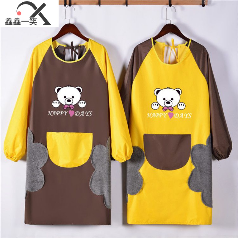 Anti-oil smoke clothing Erasable Apron apron Long sleeves Kitchen Home Waterproof Greaseproof Outside Wear Fashion With Cuff Hood