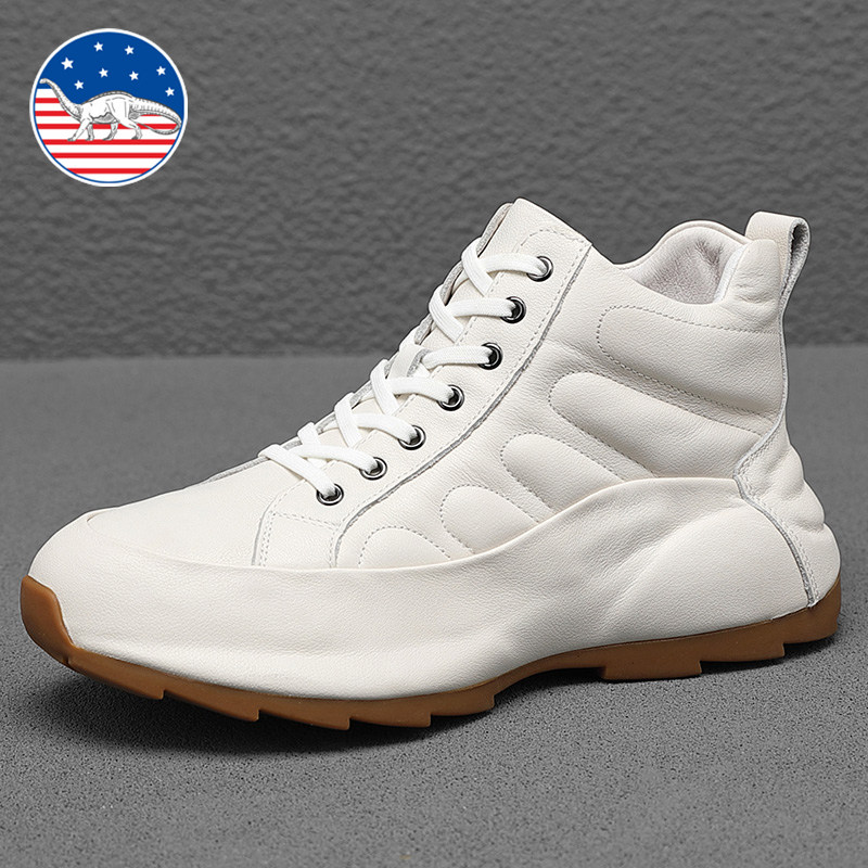 2022 Summer New 100 Hitch Leather Shoes Sports Casual Tide Shoes Little White Shoes Genuine Leather Bag Bottom Old Daddy High Cylinder Shoes Man